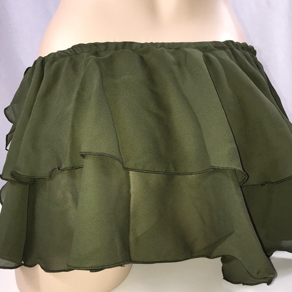 Zuliana Size Small Dark Green Ruffle Tie Skirt. Made In USA. New With Tags. - Picture 3 of 4